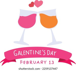February 13 is Galentine's Day Vector illustration.

