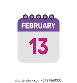 februar 13 icon vektor beginnt mit bunten kalender seite