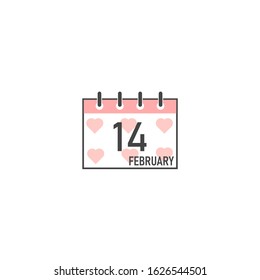 February 14 calendar day vector icon on a white background.