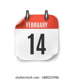 February 14 calendar icon isolated on white background. Valentines day. Vector illustration.