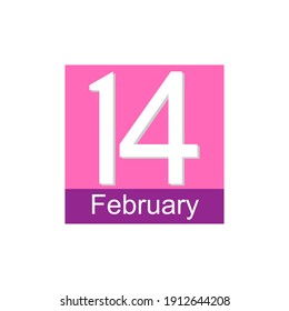 february 14 calendar icon with simple style,
Holiday banners, web posters, flyers, stylish brochures, greeting cards, covers. Romantic background, Vector icon illustration, EPS10.