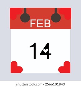 February 14, calendar icon. Valentines day. Love. Date.