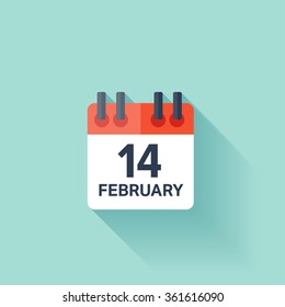February 14, calendar icon. Valentines day. Love. Date.