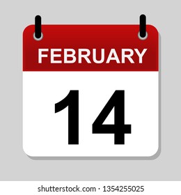 February 14 , calendar icon vector illustration
