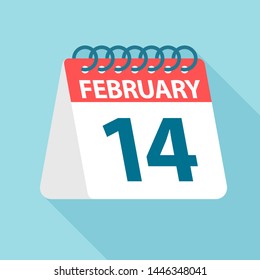 February 14 - Calendar Icon - Vector Illustration