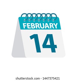 February 14 - Calendar Icon - Vector Illustration