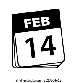 February 14. Calendar Icon. Vector Illustration.