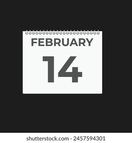 February 14 calendar reminder. 14 February daily calendar icon template. Calendar 14 February icon Design template. Vector illustration
