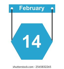 February 14 Flat icon calendar. Loving day. Calendar Icon. Date of valentine's day.  Vector illustration. EPS 10 AI