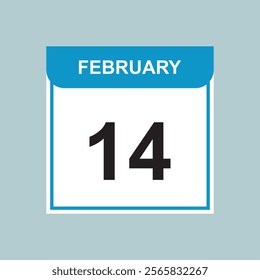 February 14 Flat icon calendar. Loving day. Calendar Icon. Date of valentine's day.  Vector illustration. EPS 10 AI