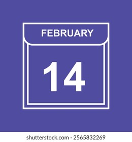 February 14 Flat icon calendar. Loving day. Calendar Icon. Date of valentine's day.  Vector illustration. EPS 10 AI