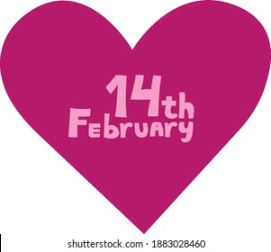 
February 14 in the heart. Vector drawing for valentine's day