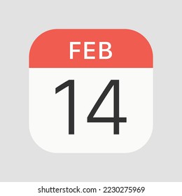 February 14 icon isolated on background. Calendar symbol modern, simple, vector, icon for website design, mobile app, ui. Vector Illustration