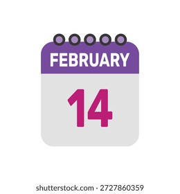 februar 14 icon vektor beginnt mit bunten kalender seite
