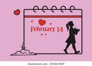 February 14 love calendrer on happy valentines day 
