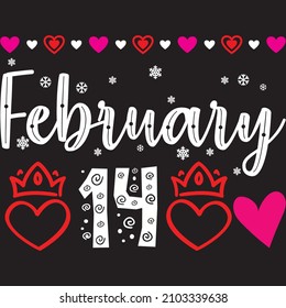February 14 t shirt design, vector file. 