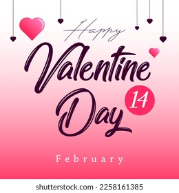 February 14 Valentine's Day Celebration concept design. full of love. romantic day, social media post. valentines day background.