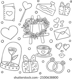 February 14, Valentine's Day, Valentine's Day, pattern, love, heart, rings, wedding. wedding rings, letter, love letter, heart, postcard, love card, rose, rose in a flask, flowers, hearts, flowers, he