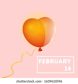 February 14  valentine's day picture with heart balloon on background