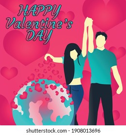 February 14 Valentine's Day themed illustrations. February 14 Concept. The concept of Valentine's Day. The Concept of Love
