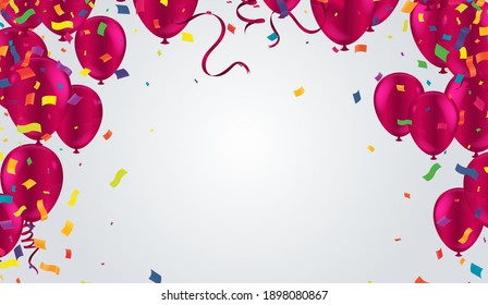 14 février Fête de Saint-Valentin, arrière-plan mariage ou mariage. Ballons en forme de coeur réaliste Décoration de vacances printanières. Carte d'invitation, création d'une fête de célébration, 