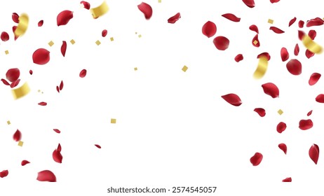 February 14 Valentine's day,Rose petals wedding or marriage background. holiday decoration. Invitation card, celebration party design