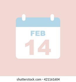 FEBRUARY 14,calendar icon.Valentine's Day