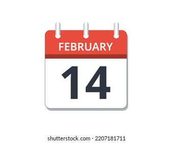 February, 14th Calendar Icon Vector, Concept Of Schedule, Business And Tasks
