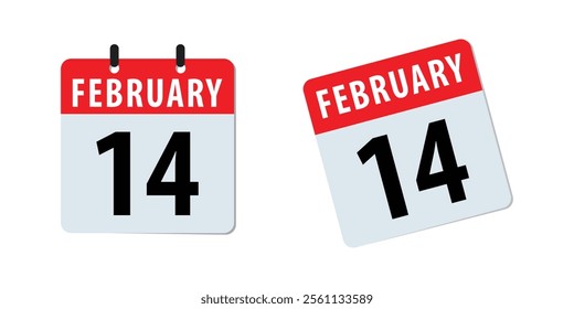 February 14th calendar icons. Two simple calendar icons displaying the date February 14th.