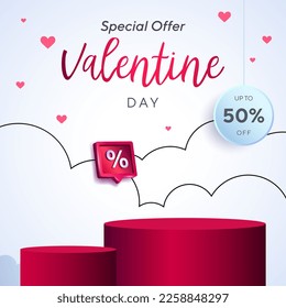 February 14th Celebration Valentine's Day Celebration special sale concept design. romantic day, social media post. valentines day background.