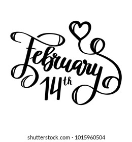 February 14th vector holiday calligraphy design template
