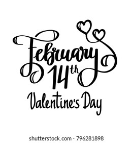February 14th vector holiday calligraphy design template