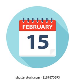 February 15 - Calendar Icon - Vector Illustration