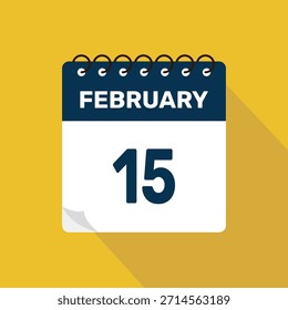 Febrero 15 Calendario Icono Ilustración vectorial con diseño