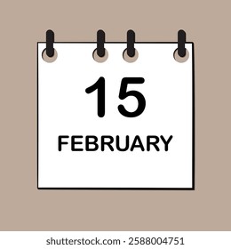 February 15. Daily Calendar icon for design. Simple design for business brochure, flyer, print media, advertisement. Easily editable.