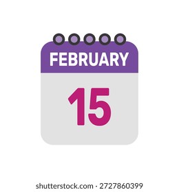 februar 15 icon vektor beginnt mit bunten kalender seite