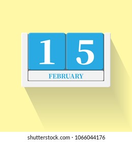 February 15. Vector flat daily calendar icon. Date and time, day, month. Holiday. Season.