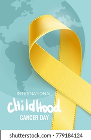 February 15th - International Childhood Cancer Awareness day.  Childhood Cancer Ribbon Background. Vector illustration