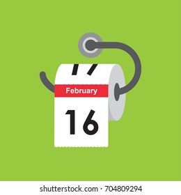 February 16. Calendar icon. Flat design. Vector illustration