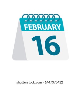 February 16 - Calendar Icon - Vector Illustration