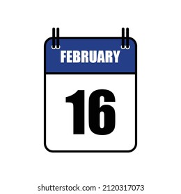 Ilustración del vector de iconos del calendario 16 de febrero . Fecha, Día De La Boca