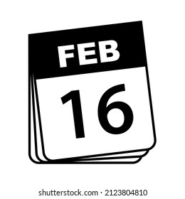 16. Februar. Kalendersymbol. Vektorgrafik.