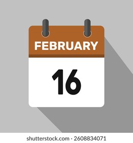 february 16 calendar icon vector month date number illustration design