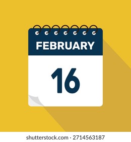 16. Februar Kalender-Symbol, Vektorgrafik mit Design