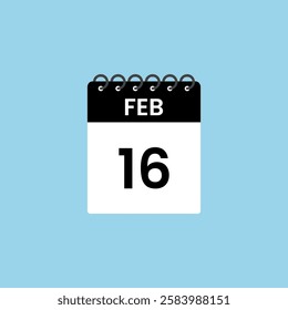 February 16 calendar reminder. 16th February Date Month calendar icon design template.