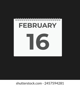 February 16 calendar reminder. 16 February daily calendar icon template. Calendar 16 February icon Design template. Vector illustration
