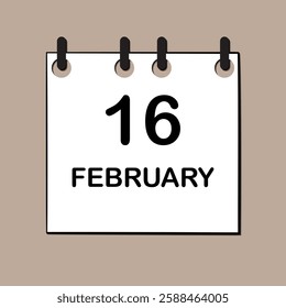 February 16. Daily Calendar icon for design. Simple design for business brochure, flyer, print media, advertisement. Easily editable.