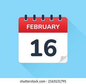 16. Februar Datum auf Kalendervektorsymbol