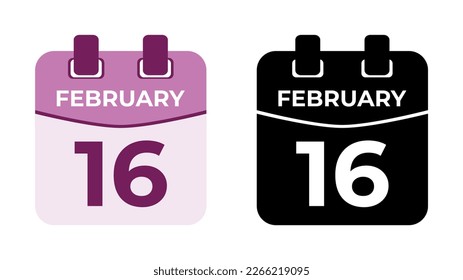 February 16 flat daily spiral calendar icon date vector image in matching color scheme. Suitable and perfect for design material, such as event or reminder. The best editable graphic resources.