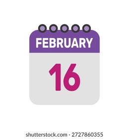 februar 16 icon vektor beginnt mit bunten kalender seite